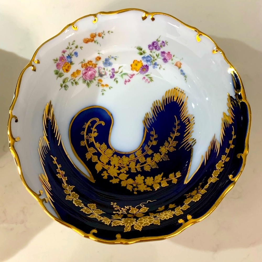 Set of 2 European Gold Trimmed Porcelain Bowls